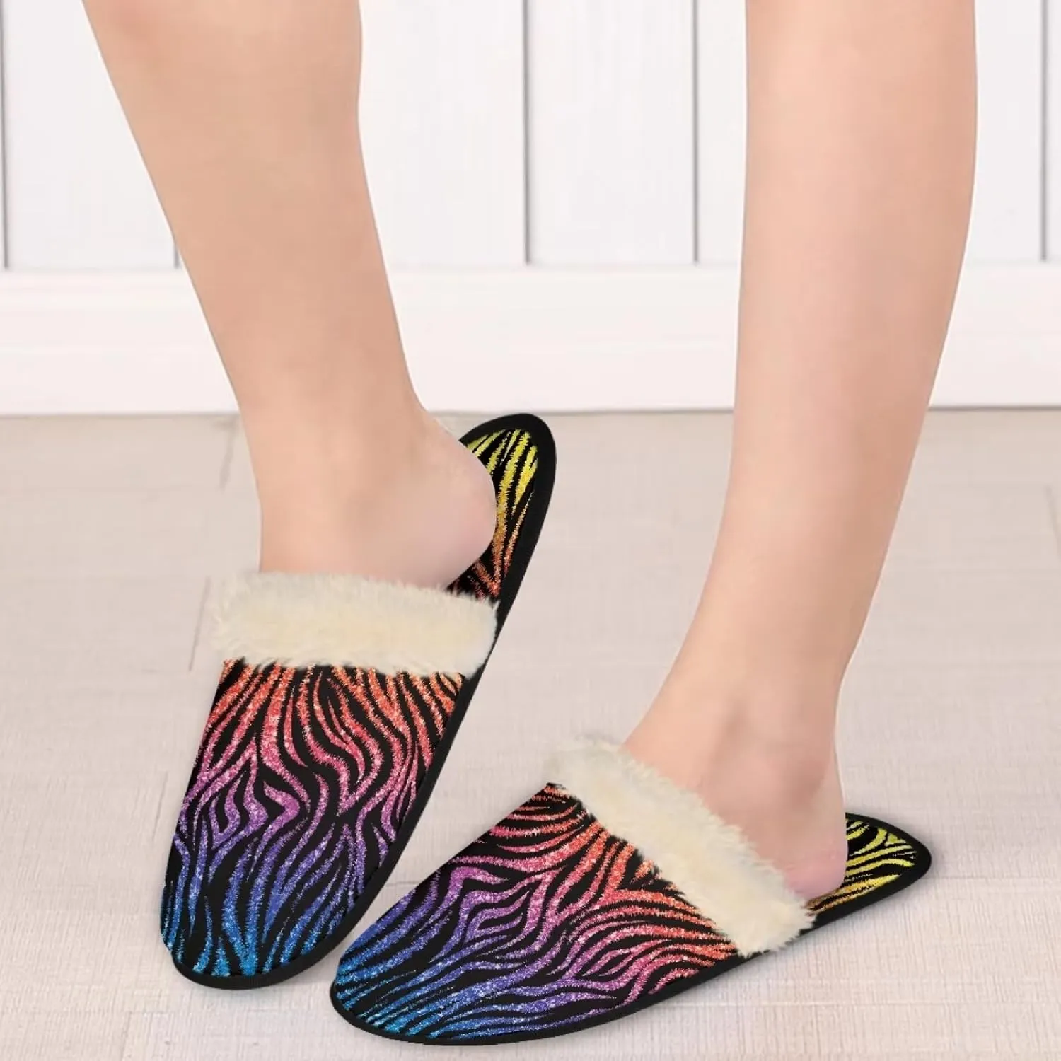 Womens Fuzzy Memory Foam Slippers, Cozy Plush Home Slippers Warm Memory Foam Shoes Home Bedroom Shoes Slippers for Women Men