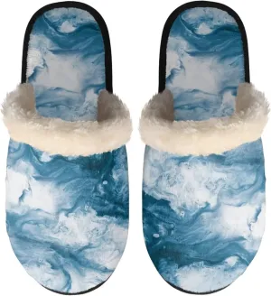 Womens Fuzzy Memory Foam Slippers, Cozy Plush Home Slippers Warm Memory Foam Shoes Home Bedroom Shoes Slippers for Women Men