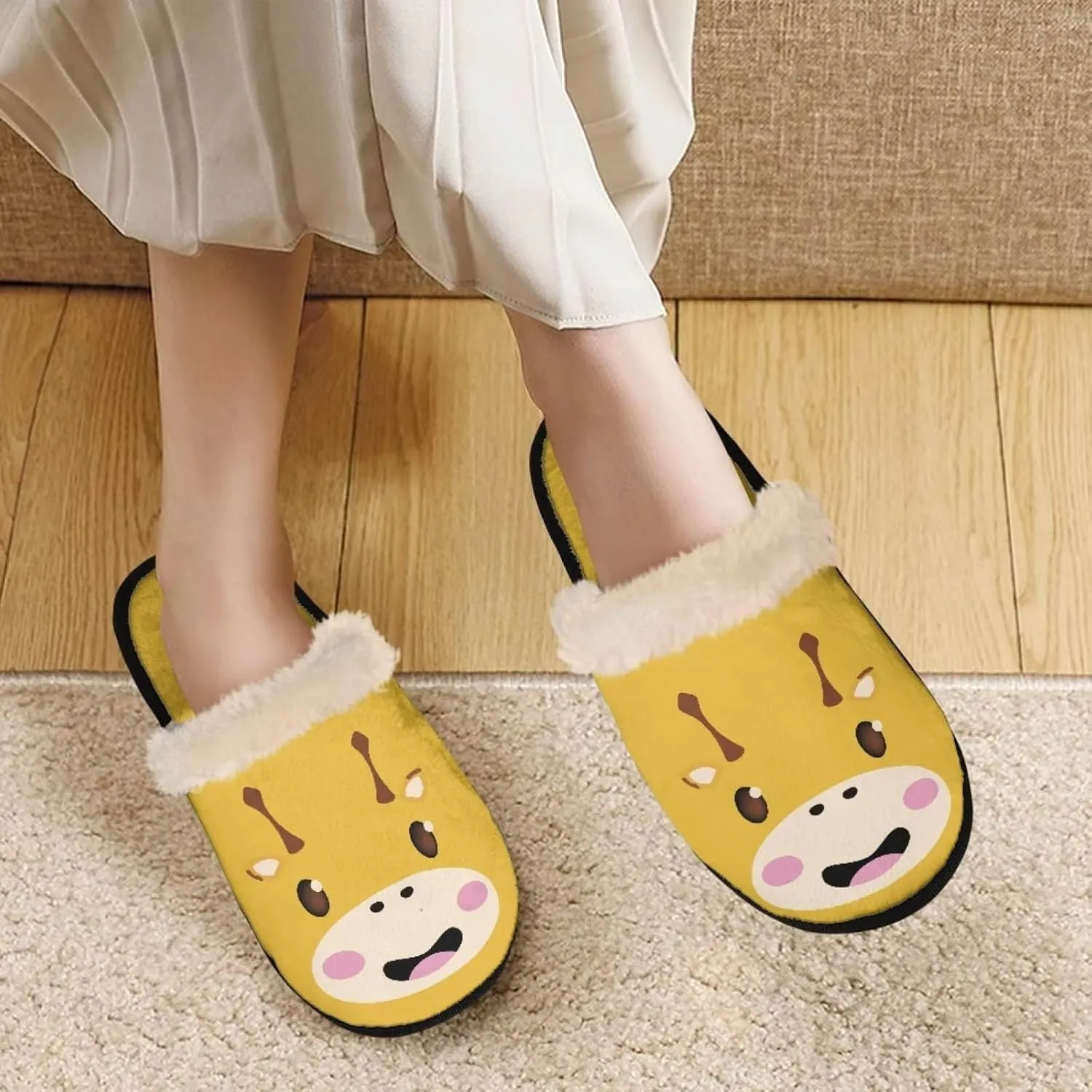 Womens Fuzzy Memory Foam Slippers, Cozy Plush Home Slippers Warm Memory Foam Shoes Home Bedroom Shoes Slippers for Women Men