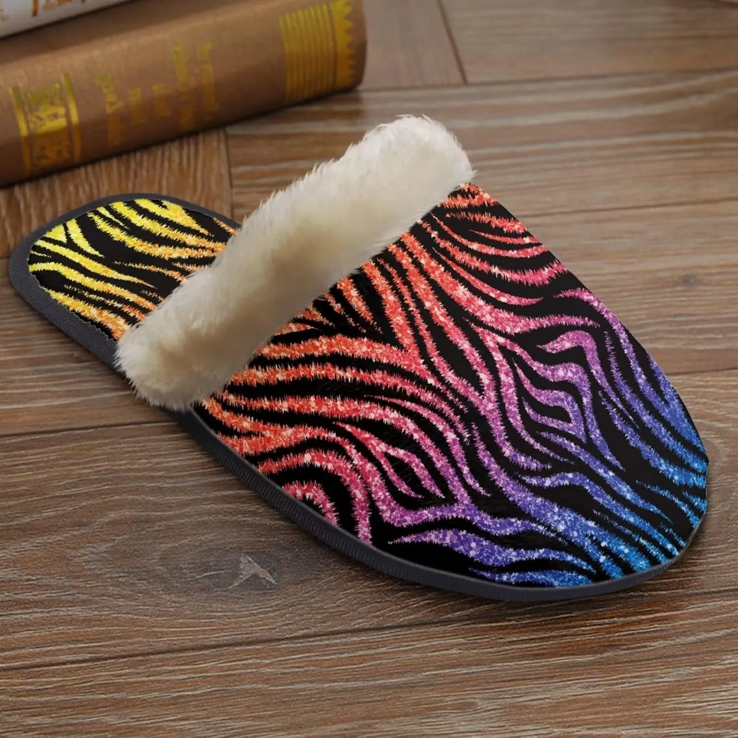 Womens Fuzzy Memory Foam Slippers, Cozy Plush Home Slippers Warm Memory Foam Shoes Home Bedroom Shoes Slippers for Women Men