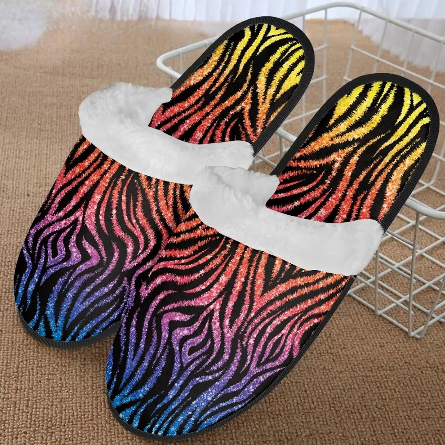 Womens Fuzzy Memory Foam Slippers, Cozy Plush Home Slippers Warm Memory Foam Shoes Home Bedroom Shoes Slippers for Women Men