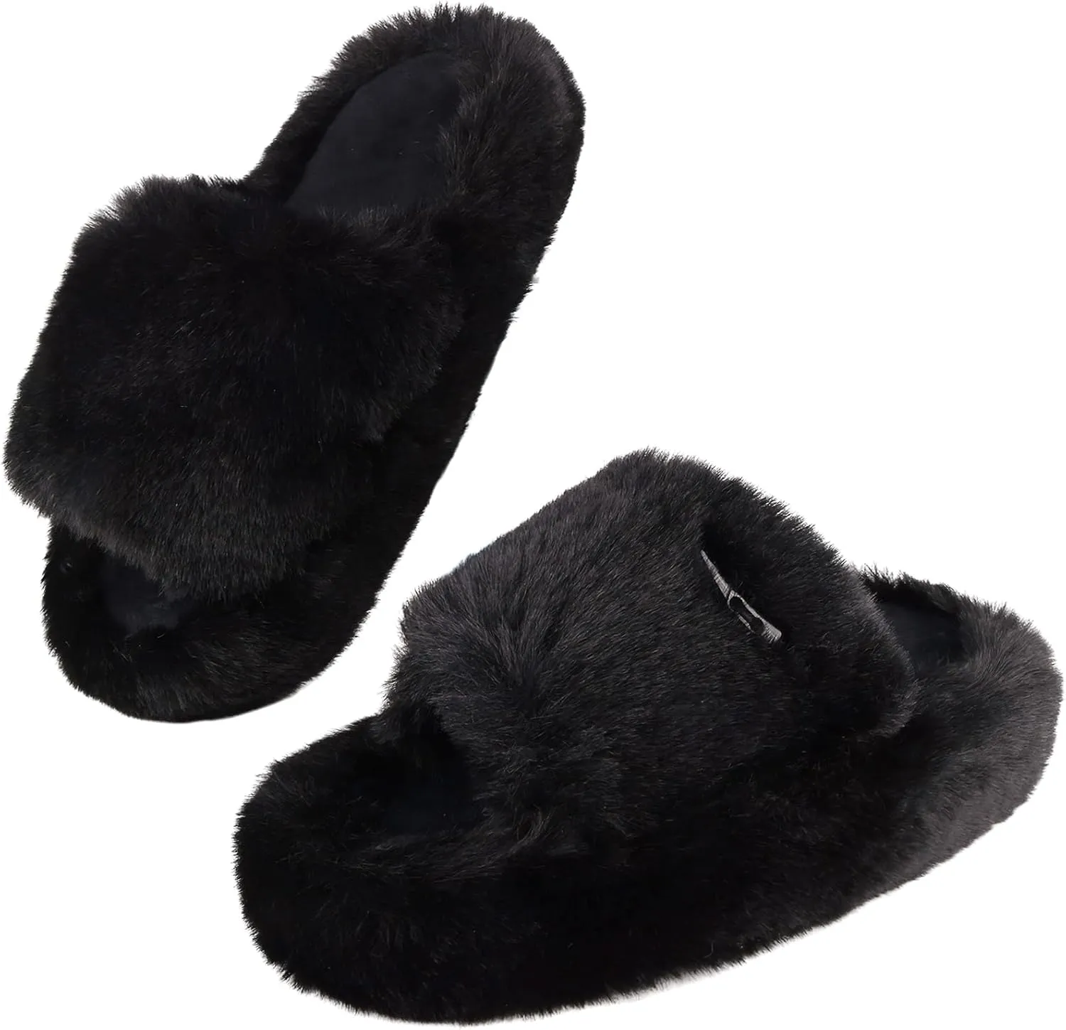 Women's Fuzzy Slippers | Comfy Memory Foam Plush Slides