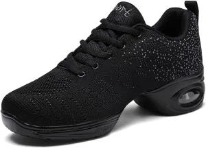 Women's Jazz Shoes Lace-up Dance Sneakers Lady Split Sole Air Cushion Modern Dance Shoes Platform