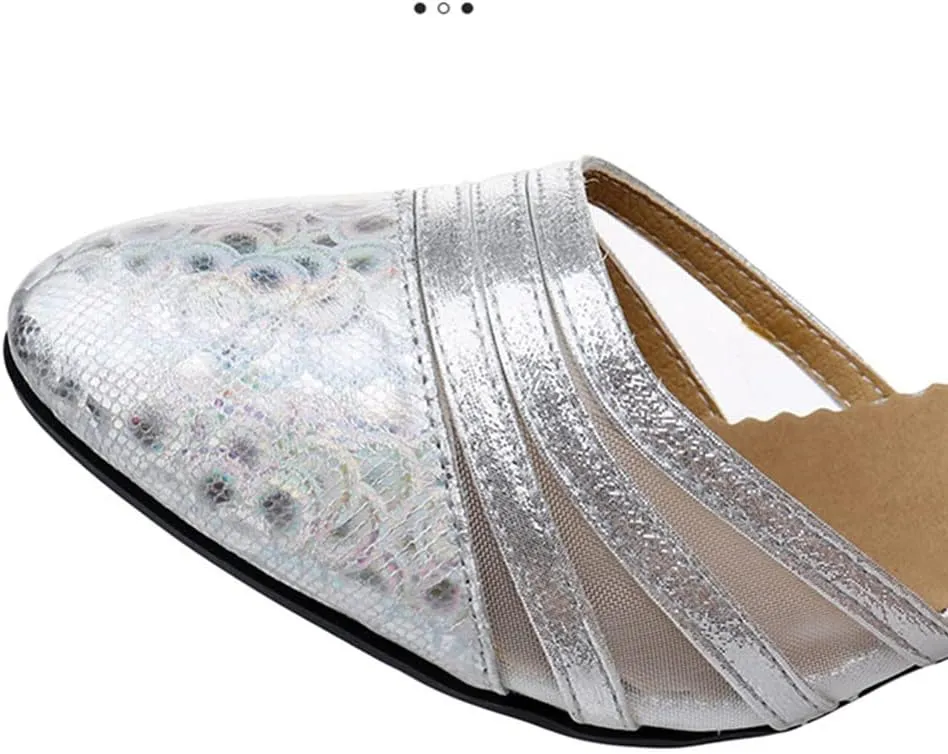 Womens Latin Dance Shoes Heeled Ballroom Salsa Tango Party Sequin Bling Practice Performance Dance Shoes