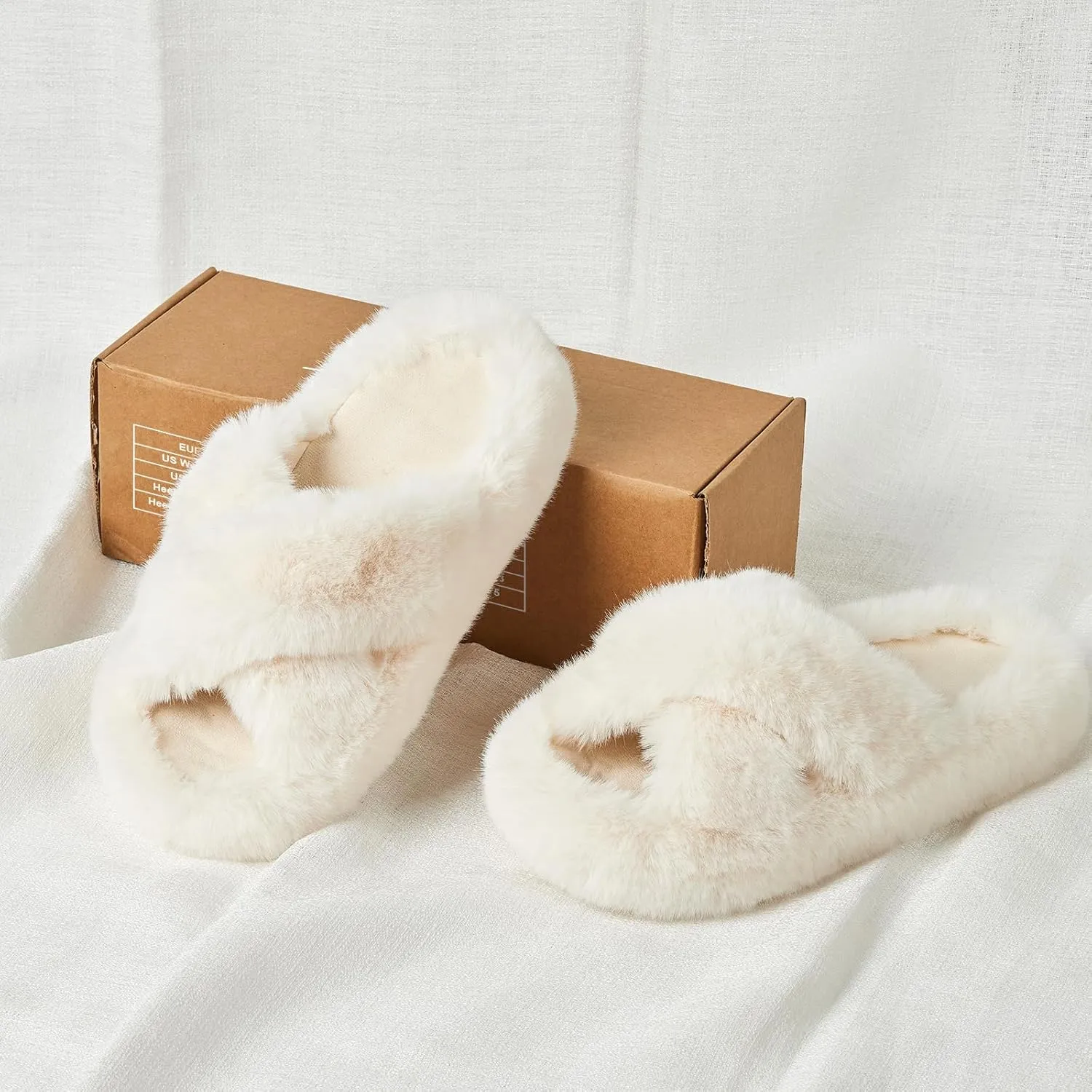 Women's Memory Foam Fluffy Plush Slippers - Cozy Furry Comfy Shoes