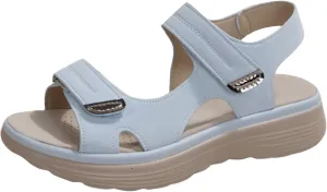 Womens Orthopedic Walking Sandals 2025 Summer Open Toe Walking Adjustable Leather Strap Sandals Beach Casual Comfortable Arch Support Sandals