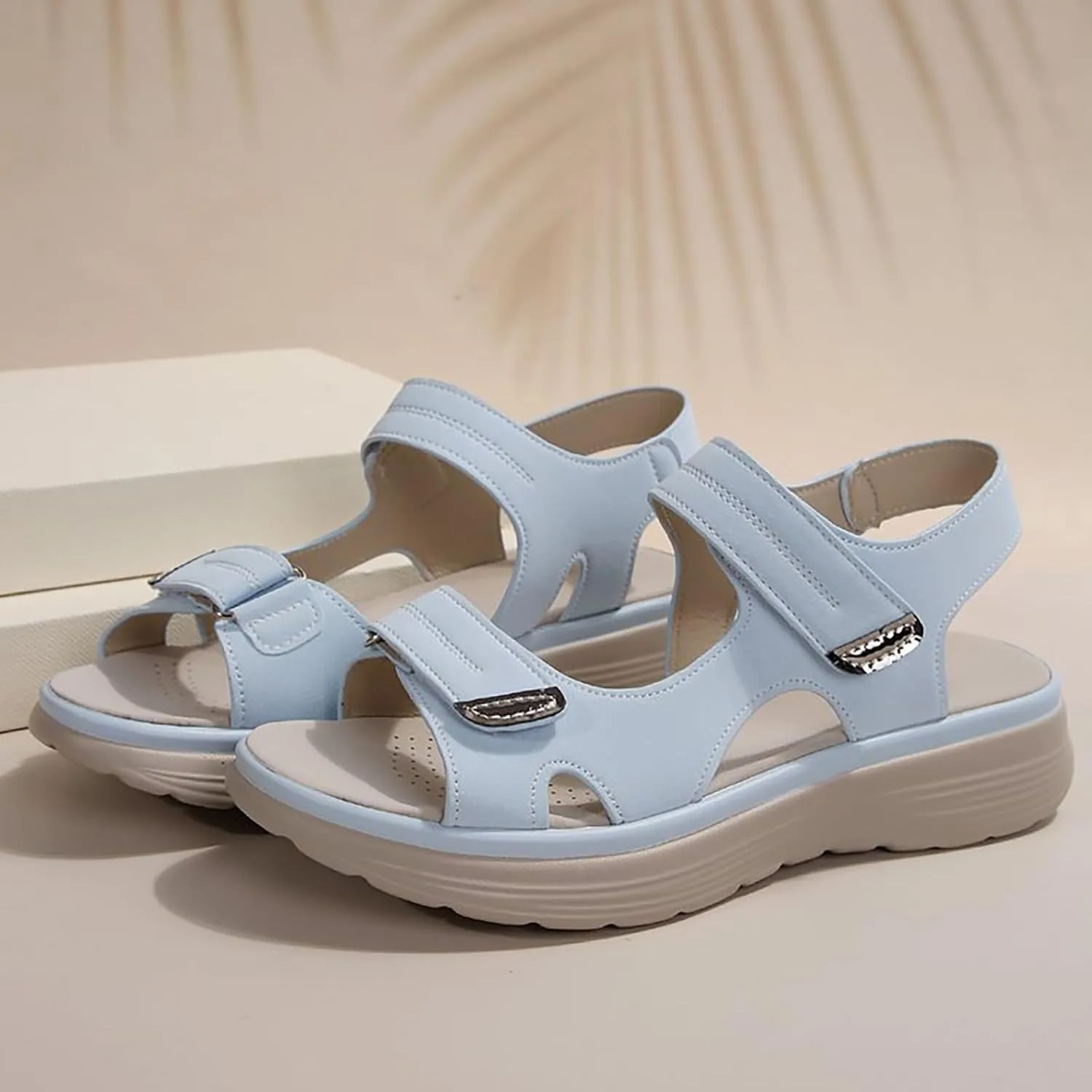 Womens Orthopedic Walking Sandals 2025 Summer Open Toe Walking Adjustable Leather Strap Sandals Beach Casual Comfortable Arch Support Sandals