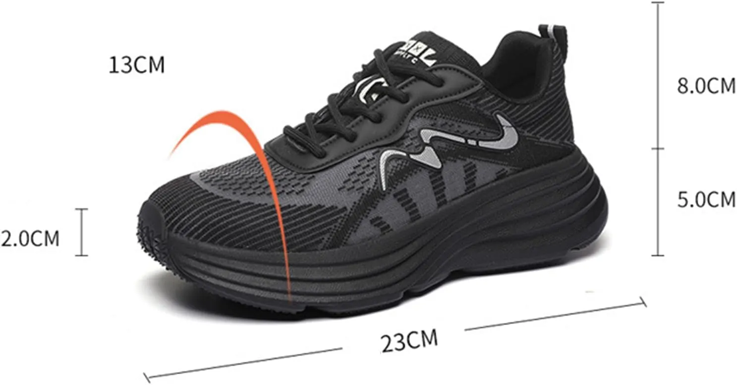 Women's Platform Sneakers Casual Trainers with Breathable Mesh and Stylish Design for Sporty Comfort Look,Black-37