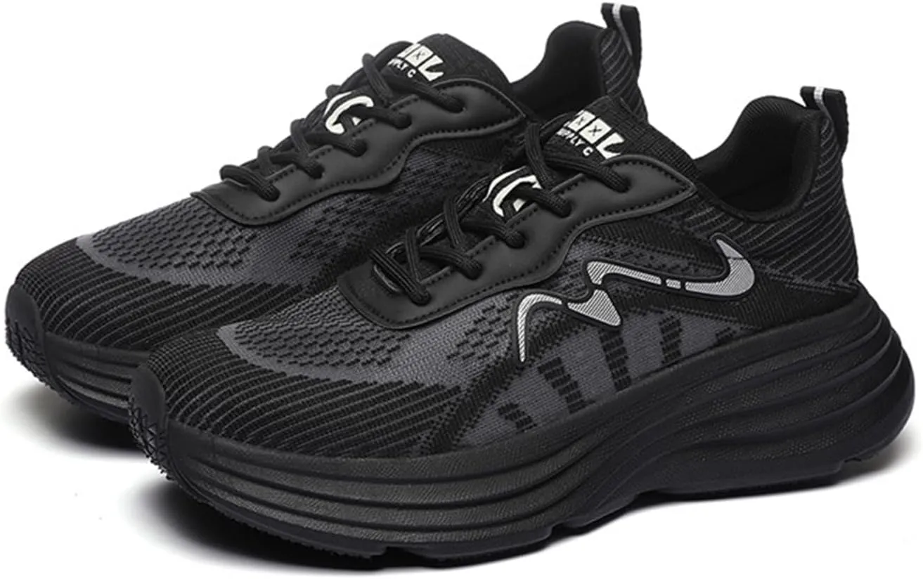 Women's Platform Sneakers Casual Trainers with Breathable Mesh and Stylish Design for Sporty Comfort Look,Black-37