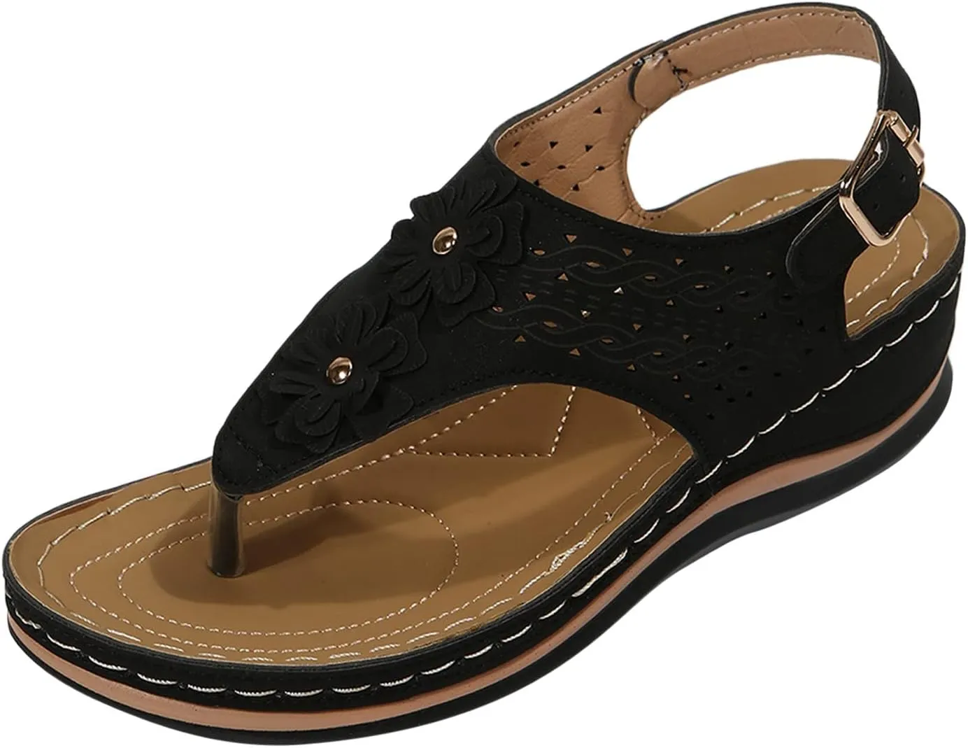 Womens Sandals Dressy, Womens Adjustable Buckle Peep Toe Slingback Platform Wedge Sandals Walking Shoes