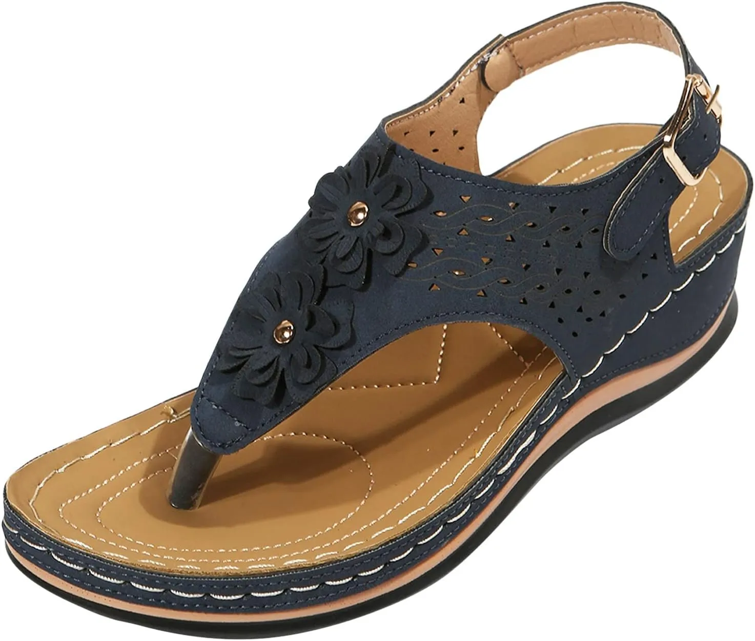 Womens Sandals Dressy, Womens Adjustable Buckle Peep Toe Slingback Platform Wedge Sandals Walking Shoes