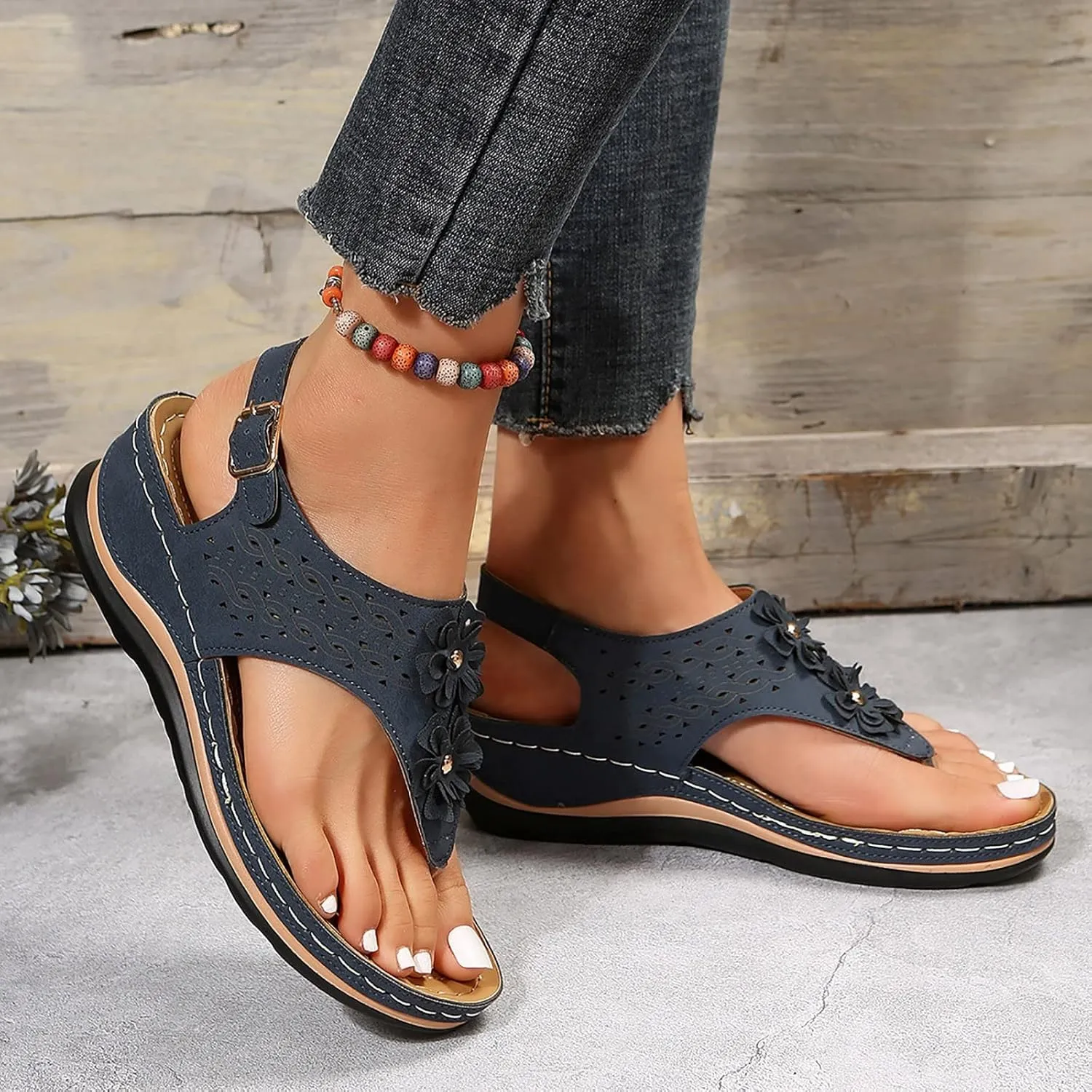 Womens Sandals Dressy, Womens Adjustable Buckle Peep Toe Slingback Platform Wedge Sandals Walking Shoes