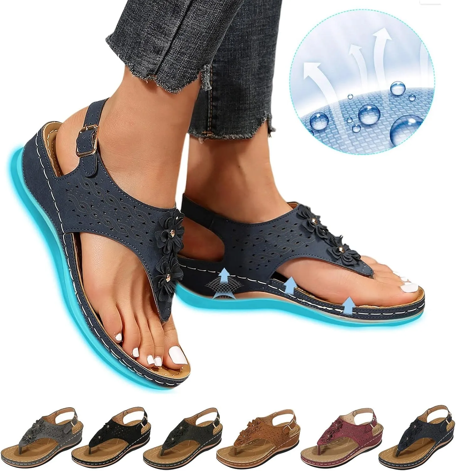 Womens Sandals Dressy, Womens Adjustable Buckle Peep Toe Slingback Platform Wedge Sandals Walking Shoes