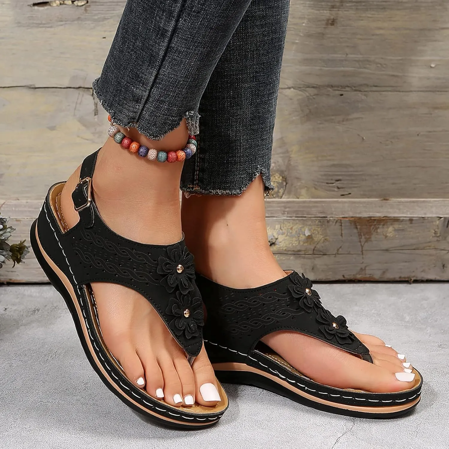 Womens Sandals Dressy, Womens Adjustable Buckle Peep Toe Slingback Platform Wedge Sandals Walking Shoes