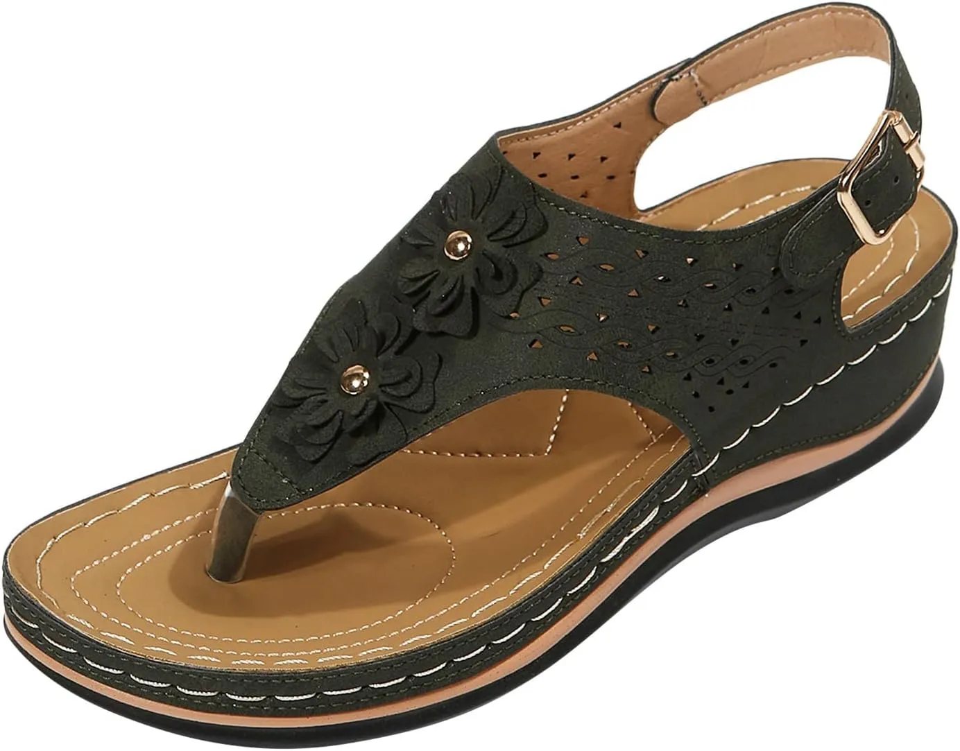 Womens Sandals Dressy, Womens Adjustable Buckle Peep Toe Slingback Platform Wedge Sandals Walking Shoes
