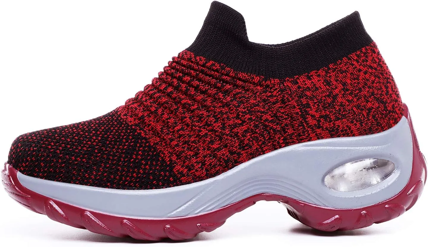 Women's Walking Shoes Breathable Mesh Sneakers Slip On Lightweight Work Shoes Knit Nurse Shoes Air Cushion Gym Modern Dance Shoes