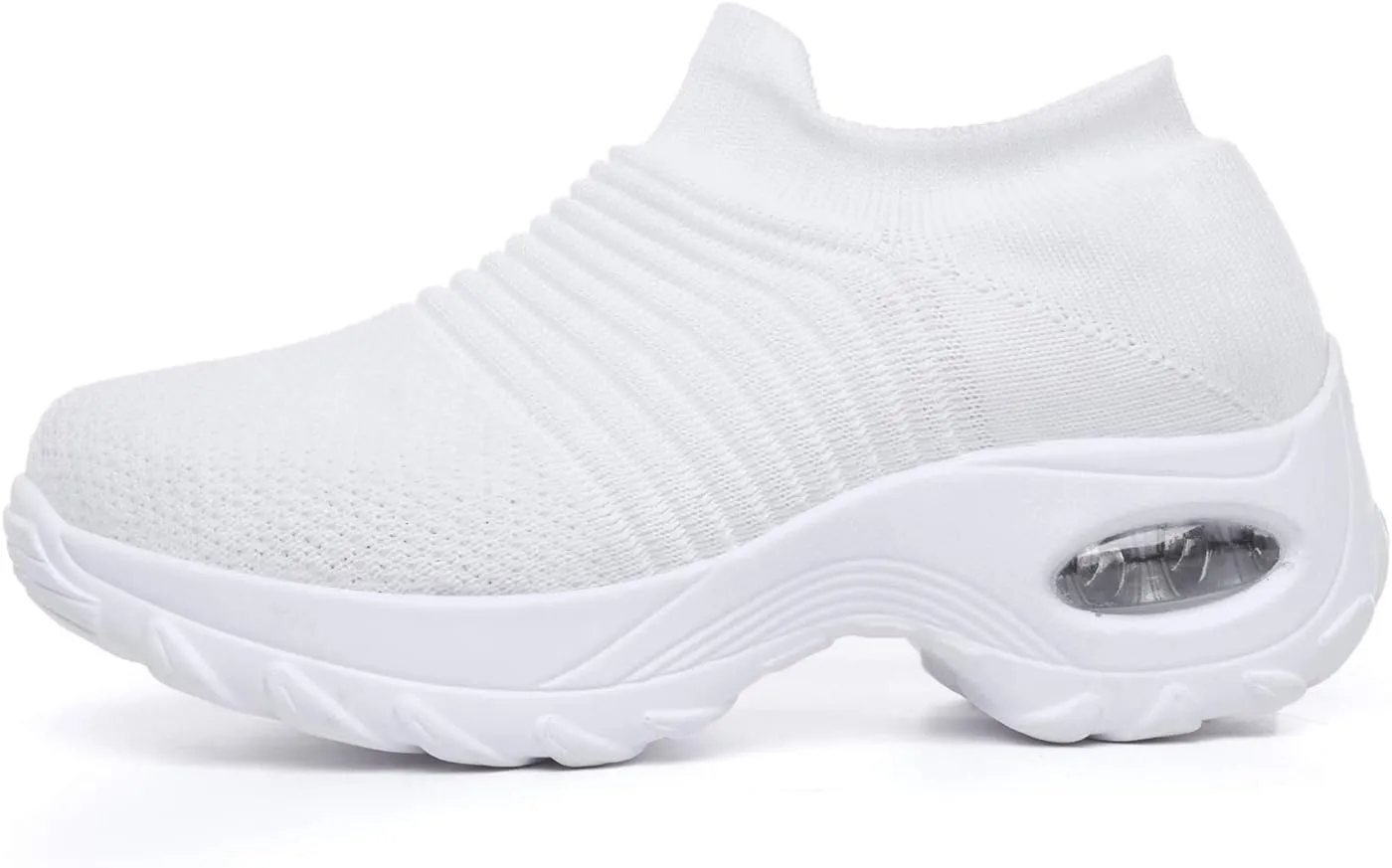 Women's Walking Shoes Breathable Mesh Sneakers Slip On Lightweight Work Shoes Knit Nurse Shoes Air Cushion Gym Modern Dance Shoes
