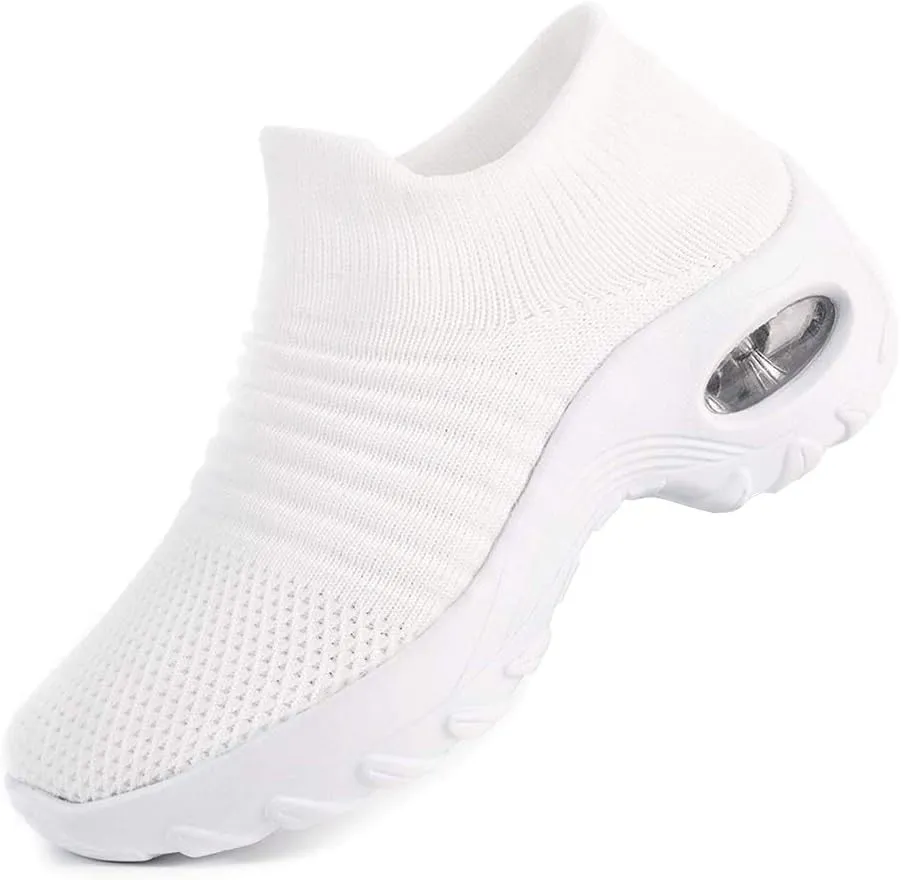 Women's Walking Shoes Breathable Mesh Sneakers Slip On Lightweight Work Shoes Knit Nurse Shoes Air Cushion Gym Modern Dance Shoes
