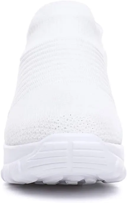 Women's Walking Shoes Breathable Mesh Sneakers Slip On Lightweight Work Shoes Knit Nurse Shoes Air Cushion Gym Modern Dance Shoes