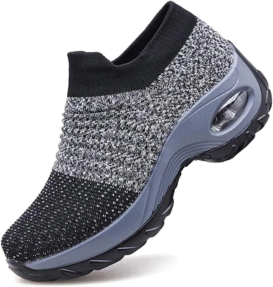 Women's Walking Shoes Breathable Mesh Sneakers Slip On Lightweight Work Shoes Knit Nurse Shoes Air Cushion Gym Modern Dance Shoes