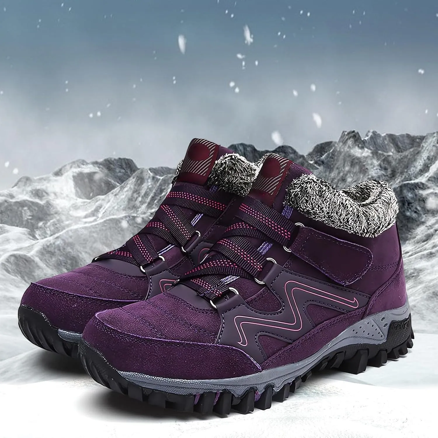 Women's Winter Boots Thermal Work Boots for Women, Unisex Waterproof Snow Shoes Non-Slip, Warm Comfy Booties Fashion Sneakers Walking Shoe