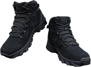 Wygwlg Mens Military Boots with Side Zipper, Men's High Top Zip Lace up Waterproof Military Tactical Work Boots, Outdoor Leather Breathable Combat Boots, for Tactical, Military, Hunting