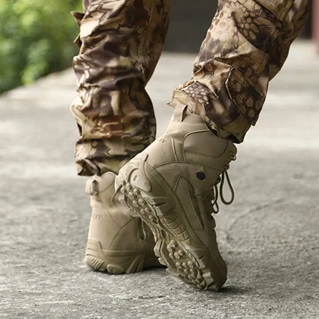 Wygwlg Mens Military Combat Boot Durable Army Ankle Shoes Police Security Work Boots Outdoor Non-Slip Special Forces Boot