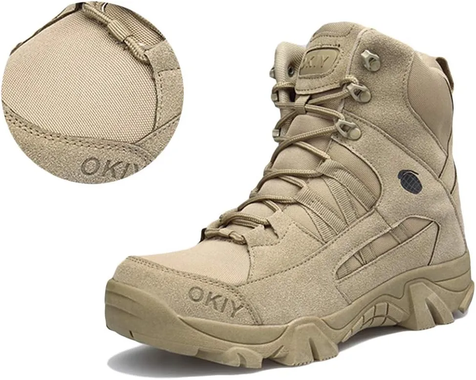 Wygwlg Mens Military Combat Boot Durable Army Ankle Shoes Police Security Work Boots Outdoor Non-Slip Special Forces Boot