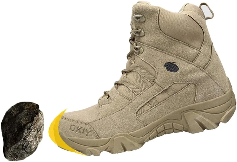 Wygwlg Mens Military Combat Boot Durable Army Ankle Shoes Police Security Work Boots Outdoor Non-Slip Special Forces Boot