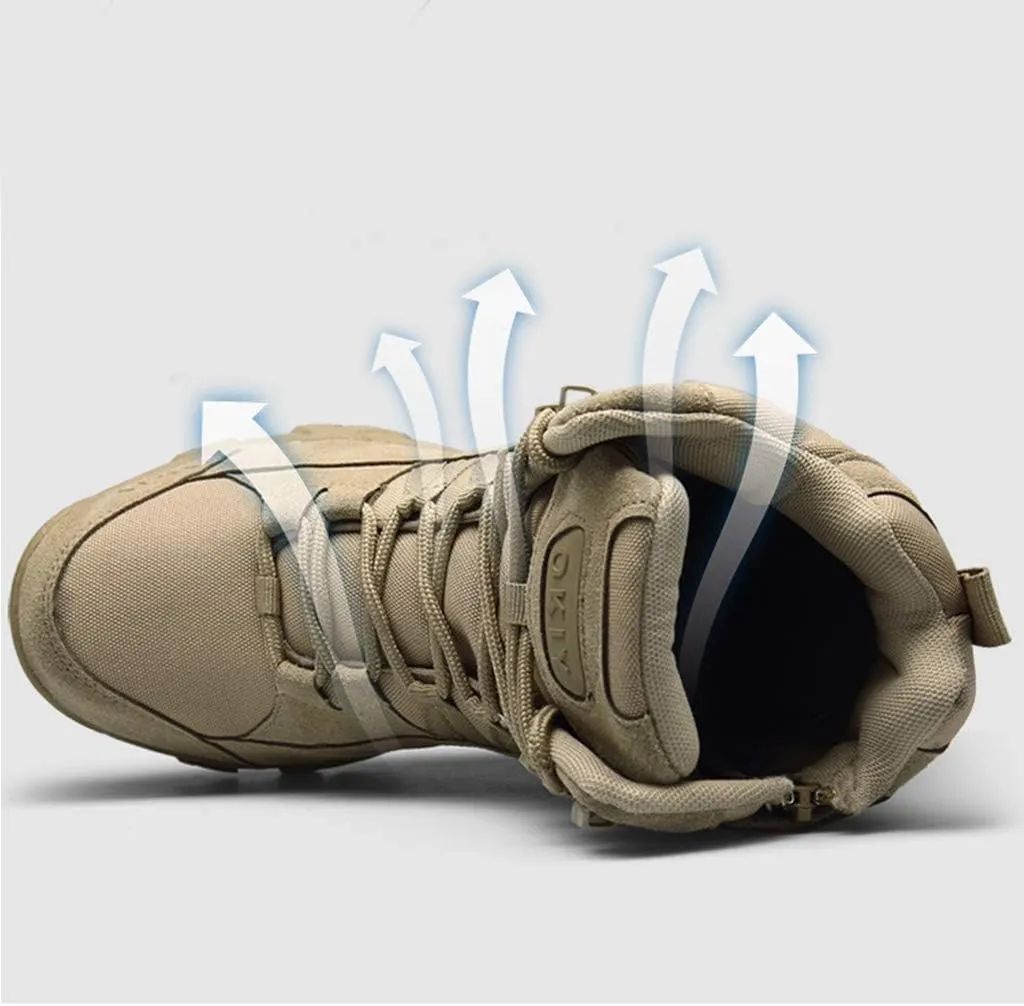 Wygwlg Mens Military Combat Boot Durable Army Ankle Shoes Police Security Work Boots Outdoor Non-Slip Special Forces Boot