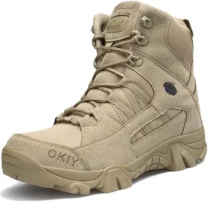 Wygwlg Mens Military Combat Boot Durable Army Ankle Shoes Police Security Work Boots Outdoor Non-Slip Special Forces Boot